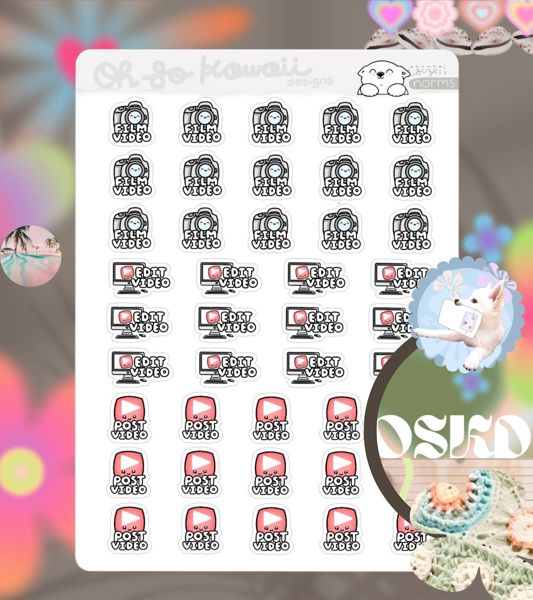 Kawaii Youtube Blogger Planner Stickers - Youtube Stickers - Youtube ...