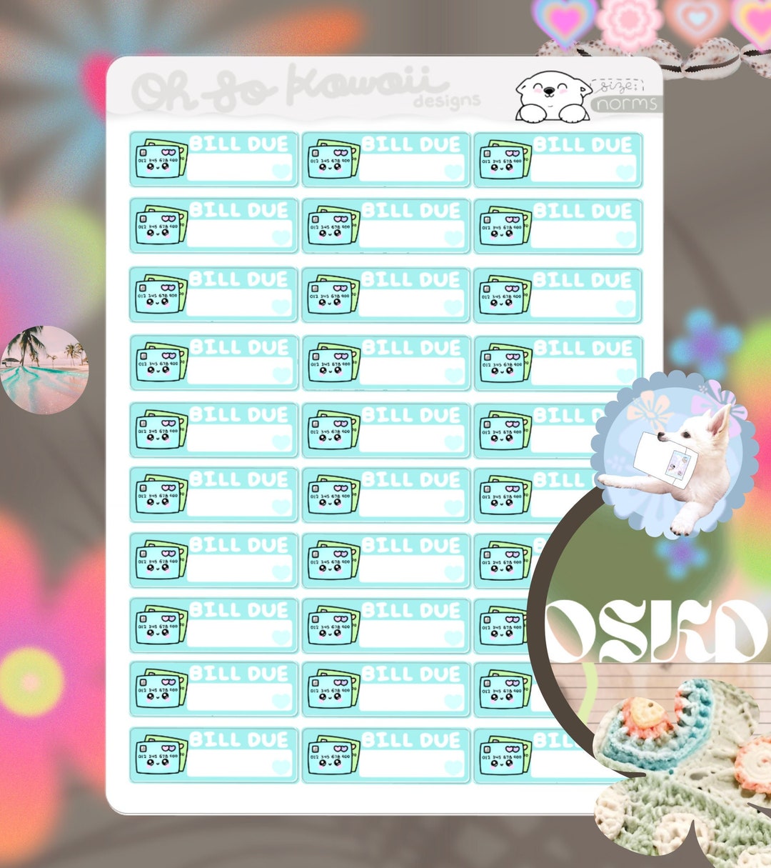 Kawaii Pay Credit Card Bill Planner Sticker Utility Bills Planner ...
