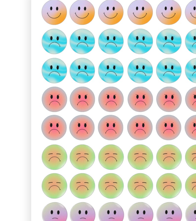 Emotion Sticker Sheet - Smiley Face Stickers - Mood Tracking Stickers ...