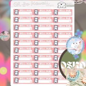 Kawaii Telefon Rechnung Aufkleber - Handy Planer Aufkleber - Stromrechnung Aufkleber - Bill Tracking Aufkleber - Haushalt Planer Handy