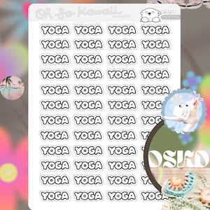 Adesivi per pianificatore di lettere a bolle Kawaii - Adesivi per pianificatore - Adesivi per yoga - Adesivi per pianificatore di fitness - Foglio di adesivi Kawaii