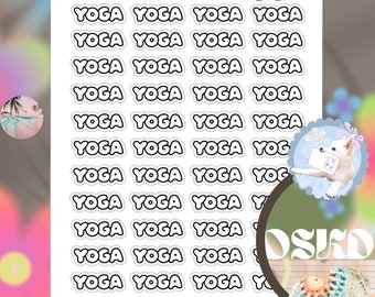 Kawaii Bubble Letter Planner Stickers - Stickers For Planner - Yoga Stickers - Fitness Planner Stickers - Kawaii Stickers Sheet