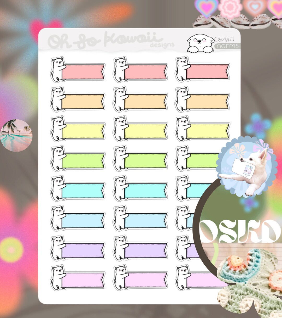 Kawaii Dog Banner Planner Stickers - Happy Planner Stickers - Cute ...