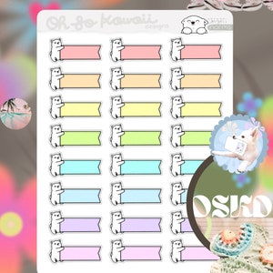 Stickers bannière chien kawaii - Stickers Happy Planner - Stickers mignons - Stickers agenda fonctionnels Stickers bannière - Stickers boîte