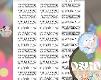 Pegatinas de guión importantes de Kawaii - Etiqueta engomada del planificador de guiones - Pegatinas de letras de burbujas para planificadores - Pegatinas de fuentes para pegatinas del diario del planificador