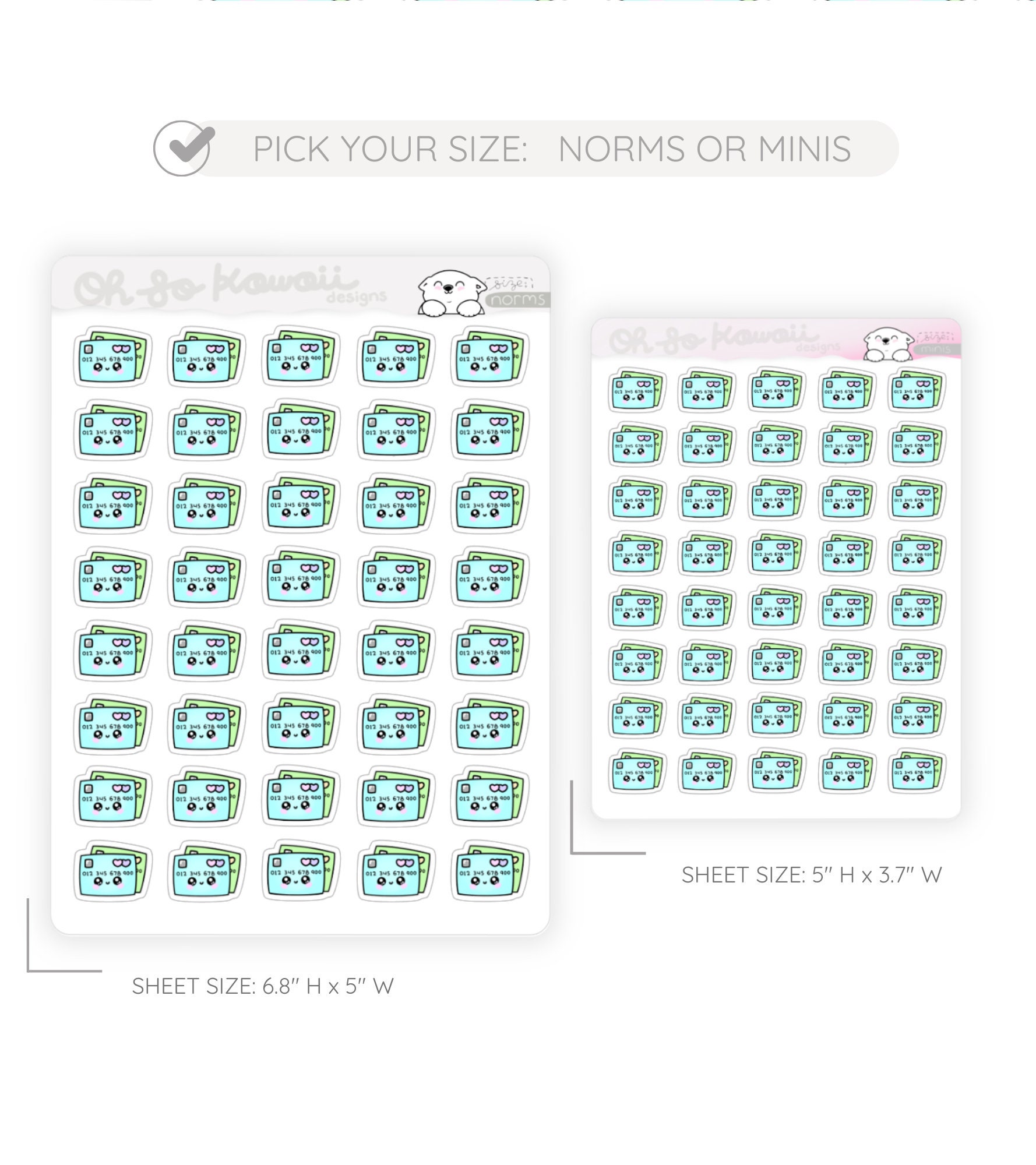 Kawaii Pay Credit Card Bill Planner Sticker Utility Bills Planner ...