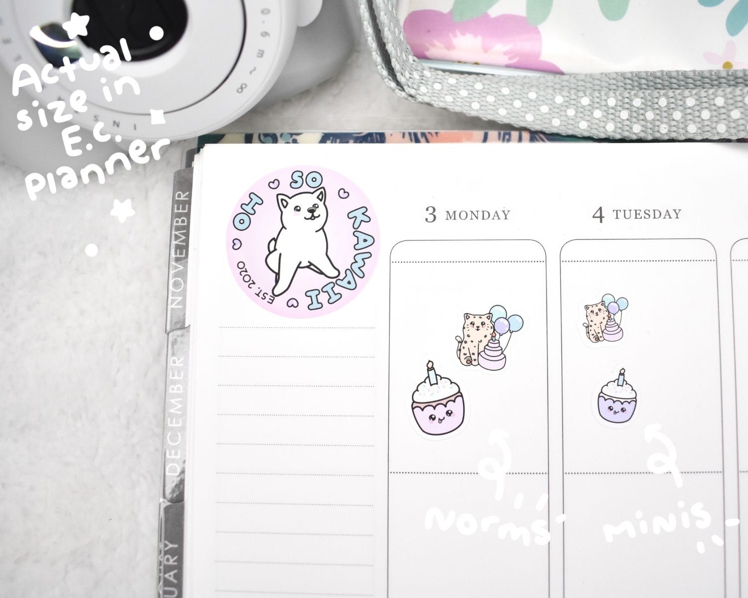 Kawaii Cat Planner Stickers Cat Stickers Birthday Stickers | Etsy
