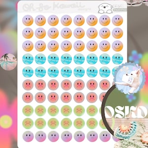 Hoja de pegatinas de emociones: pegatinas con caras sonrientes: pegatinas para hacer un seguimiento del estado de ánimo