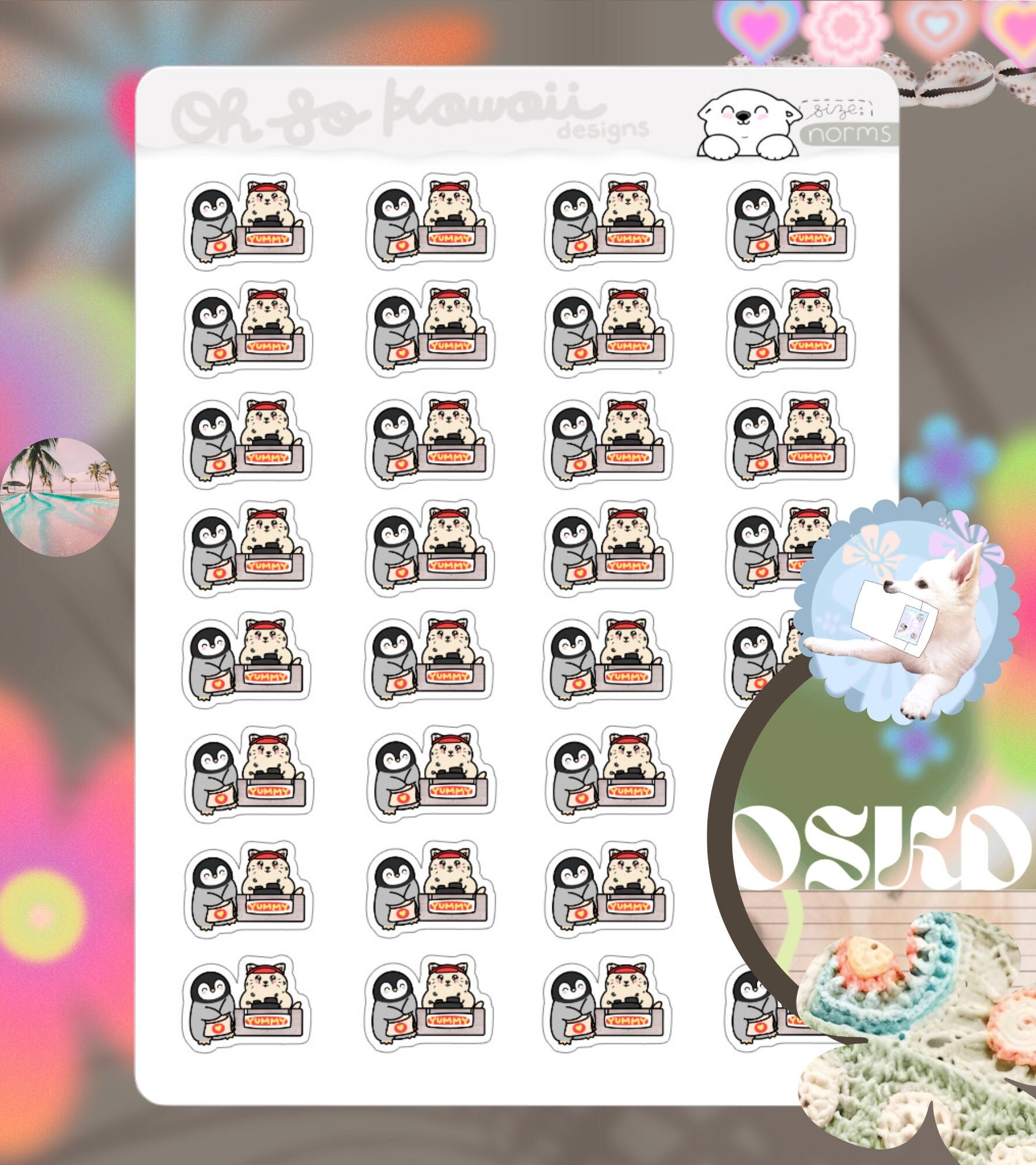 Kawaii Animal Planner Stickers - Fast Food Planner Sticker - Fast Food Stickers for Bullet Journal Stickers - Eating Out Takeout Take Out