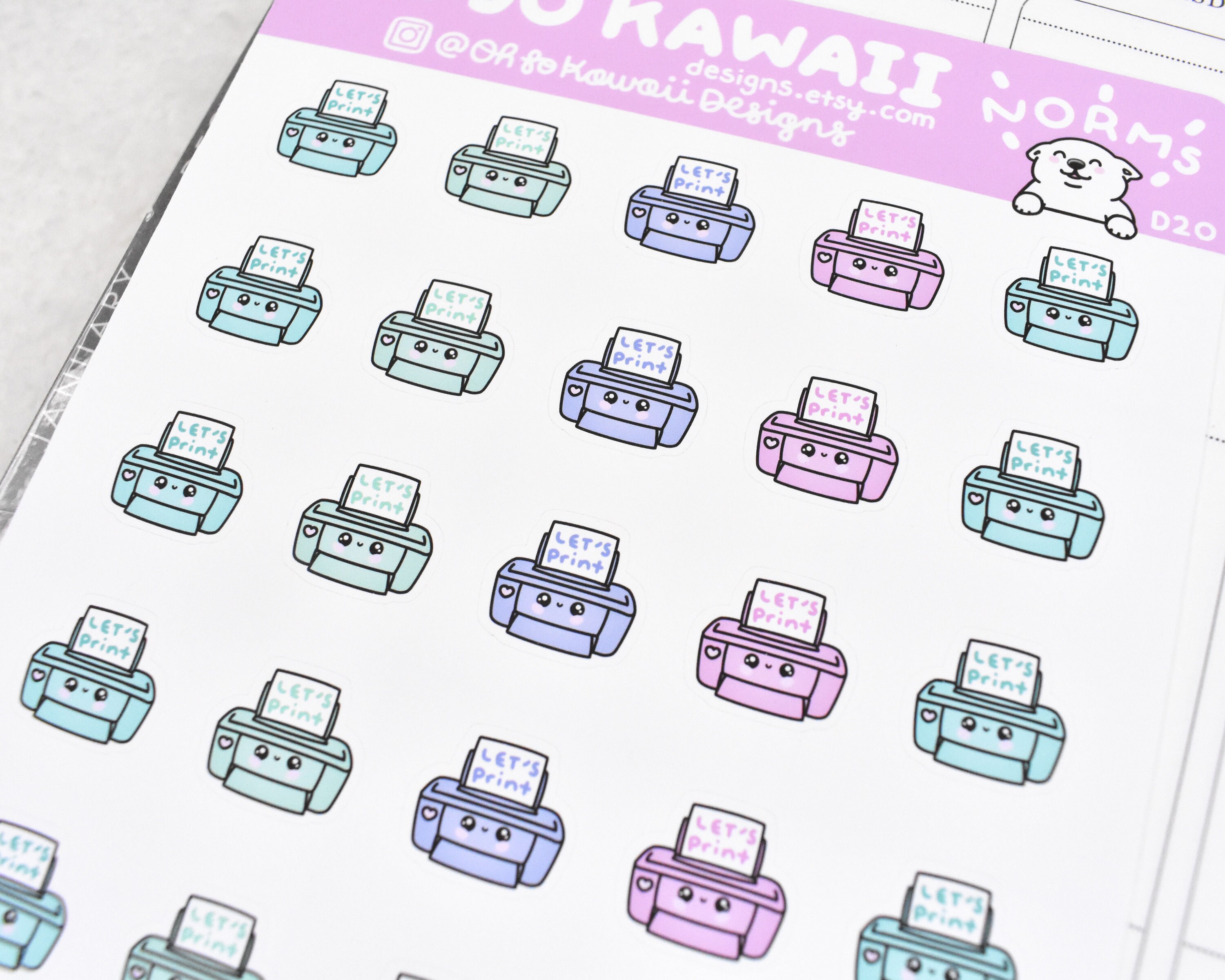Kawaii Printer Stickers Printer Icon Printer Functional | Etsy