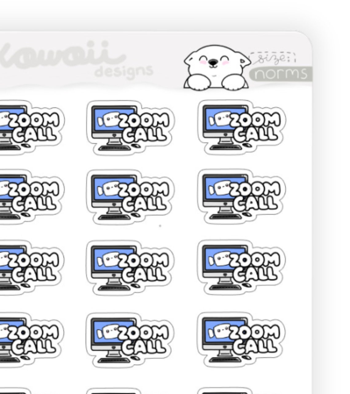 Zoooooom Sticker Kawaii Zoom Meeting Planner Stickers - Zoom Meeting Stickers for Erin ...