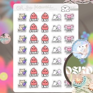 Kawaii Fertility Planner Stickers - Infertility Planner Stickers Fertility Tracker Stickers - Ovulation Tracker Trying to Conceive Intimacy