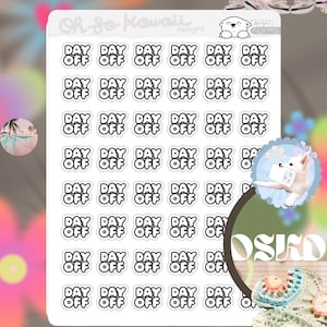 Kawaii Day Off Planner Stickers - Day Off Stickers Work Stickers For Planner Erin Condren - No Work Day Off Sticker - Work Planner Stickers