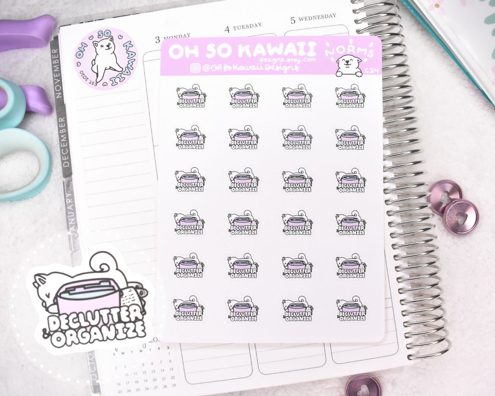 Kawaii Planner Stickers Kawaii Stickers for Planner Organize | Etsy
