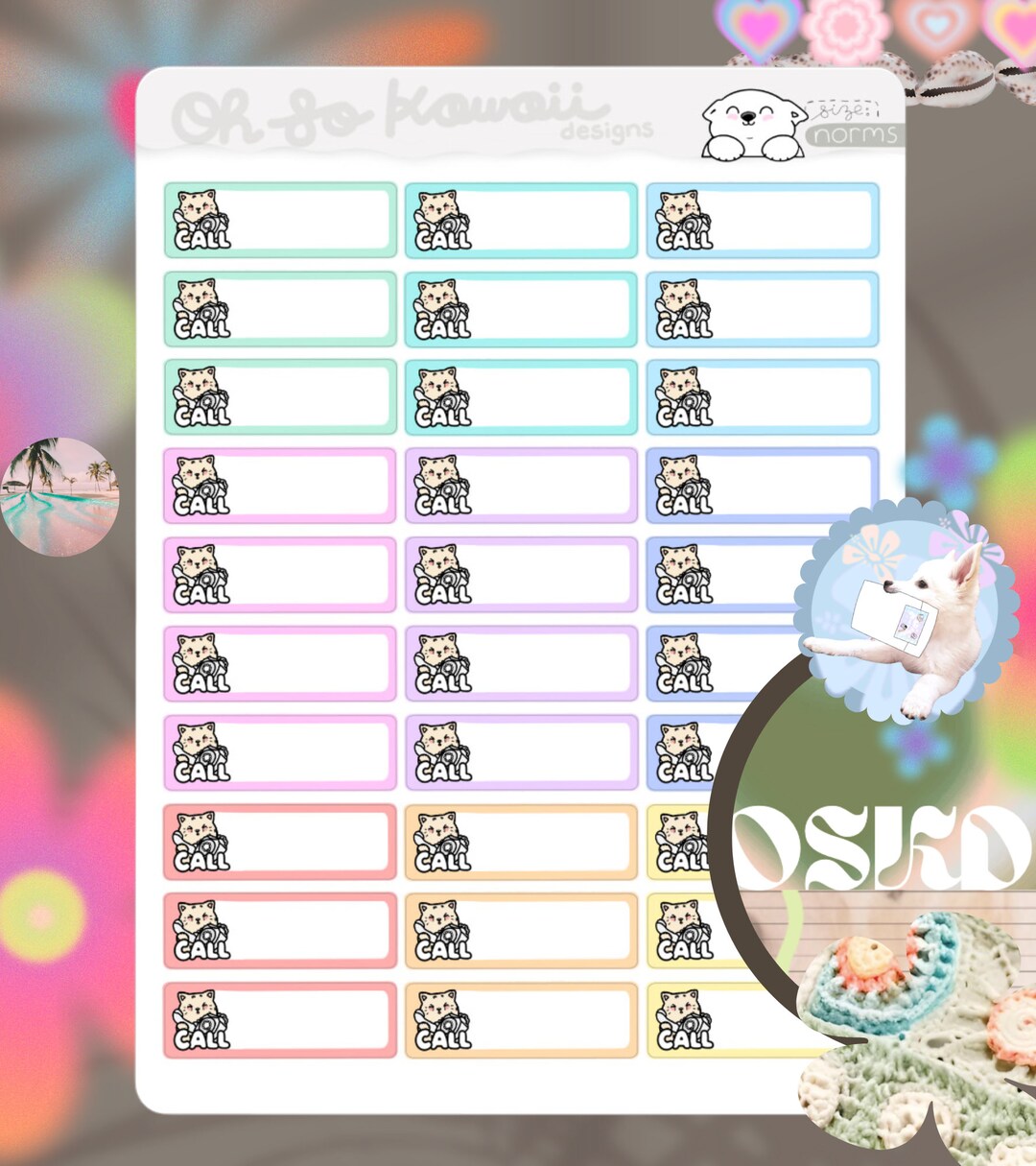 Call List Sticker Kawaii to Call Planner Stickers - Phone Call Reminder Stickers for Erin ...