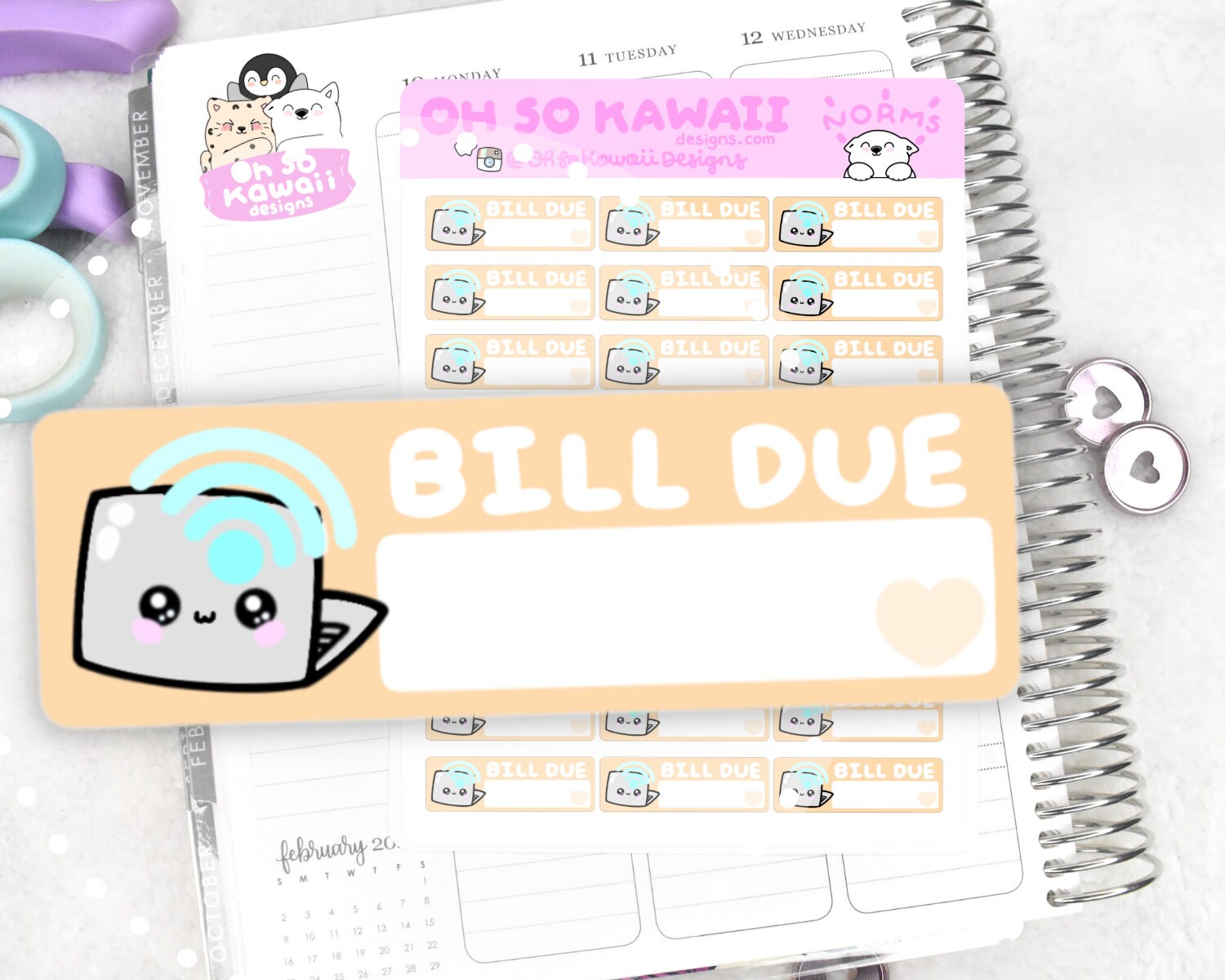 Kawaii Pay Bill Planner Stickers Pay Bill Planner Sticker - Etsy