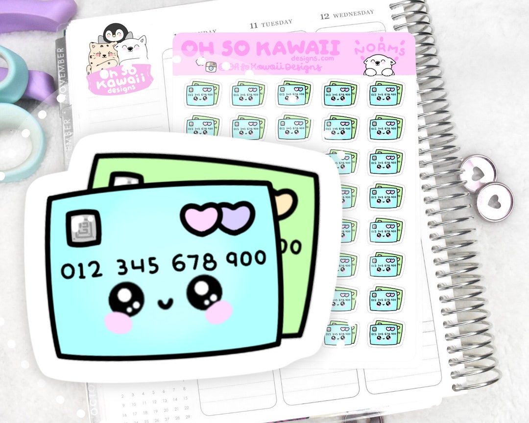 Kawaii Pay Credit Card Bill Planner Sticker Utility Bills Planner ...