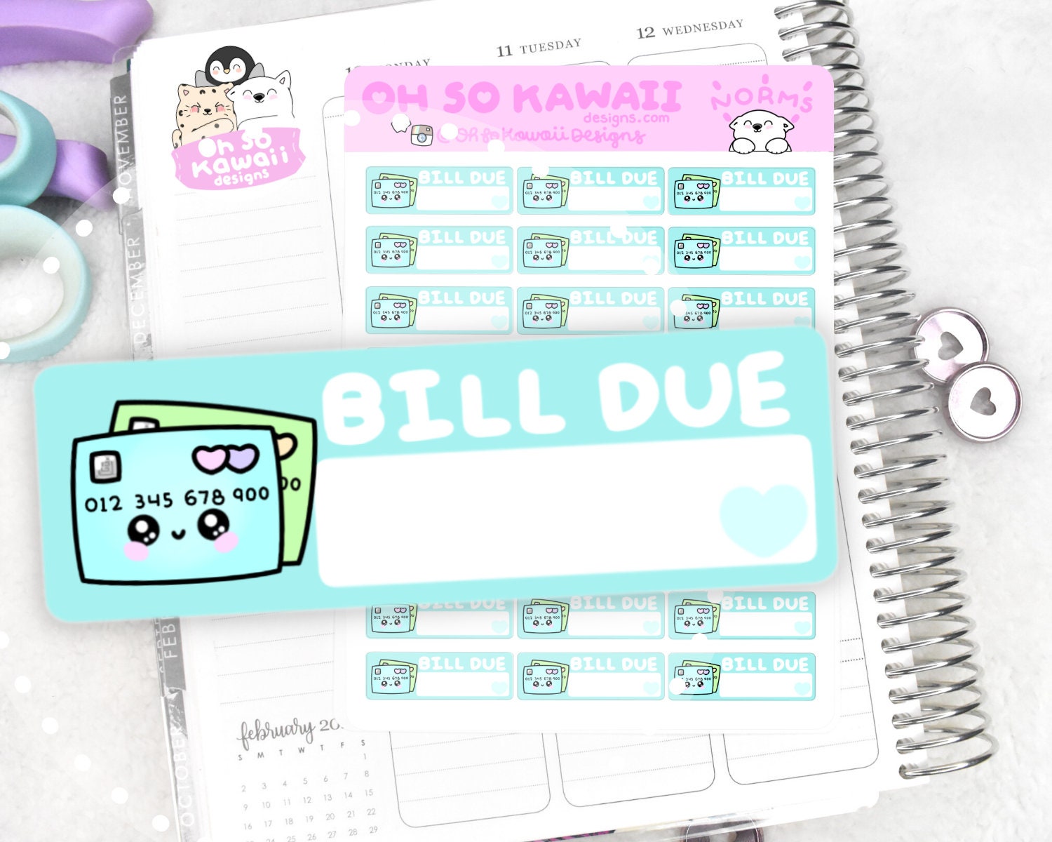 Kawaii Pay Credit Card Bill Planner Sticker Utility Bills - Etsy