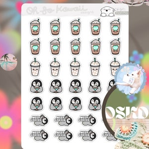 Kawaii Coffee Stickers - Coffee Planner Stickers - Drink Stickers Kawaii Stickers - Erin Condren Planner Stickers - Happy Planner Stickers