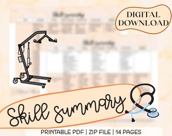 Nursing Skills Summary: Quick Reference Guide (Digital Download)