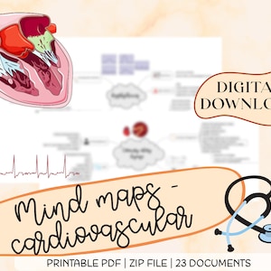 Mind Maps - Herz-Kreislauf-System, für Studenten, Krankenschwestern, Concept Maps, Pathologie, sofortiger Download, digitaler Download, druckbar