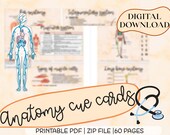 Anatomy Cue Cards, for Nursing Students, Nurses, Medical Terminology, Digital Download, Printable, Instant Download