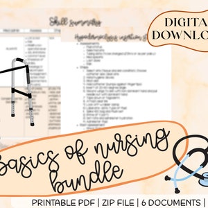 Grundlagen der Krankenpflege Bundle, für Krankenpflege Studenten, Krankenschwestern, Klinische Fähigkeiten, digitaler Download, druckbar, Sofortiger Download