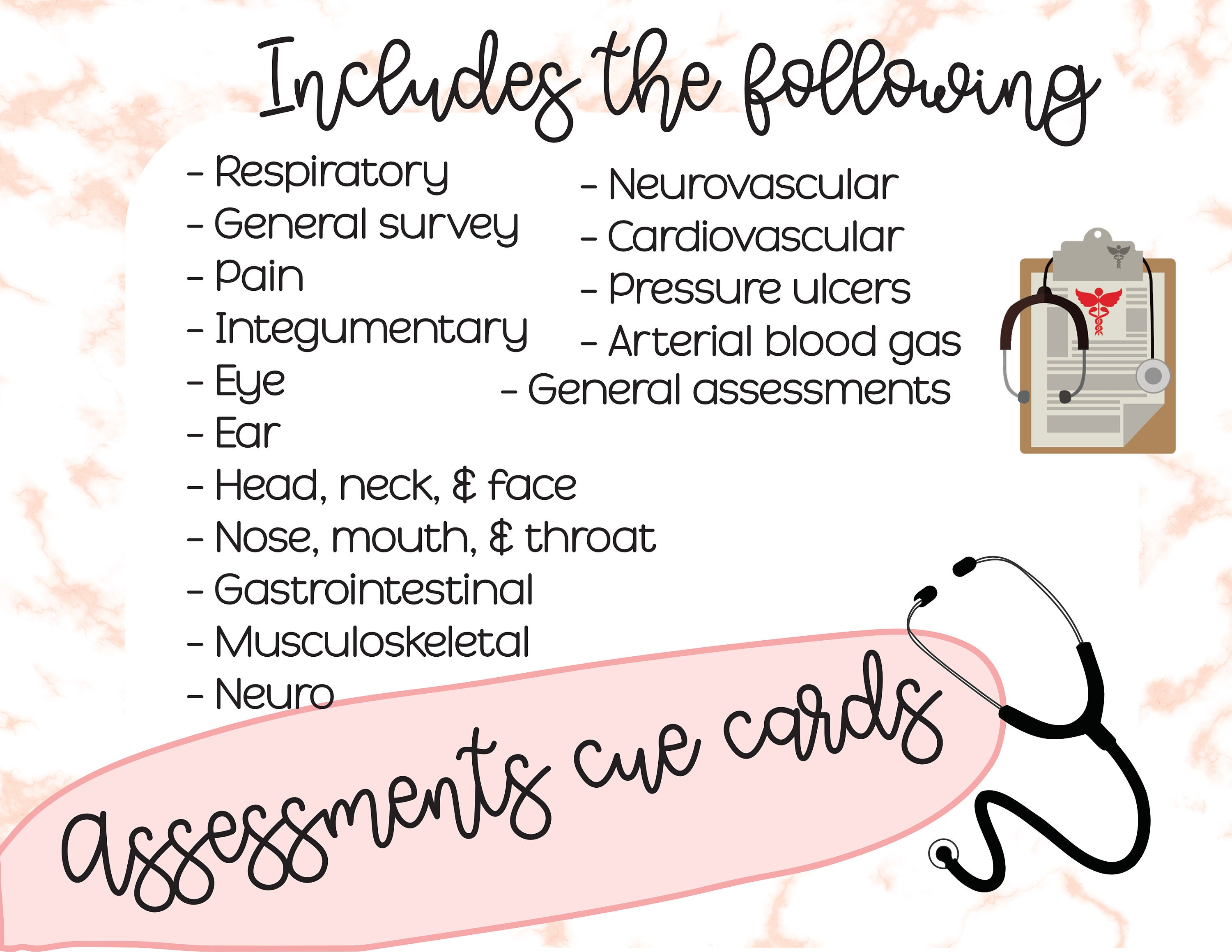 Assessment Cue Cards for Nursing Students Nurses Medical Etsy Australia
