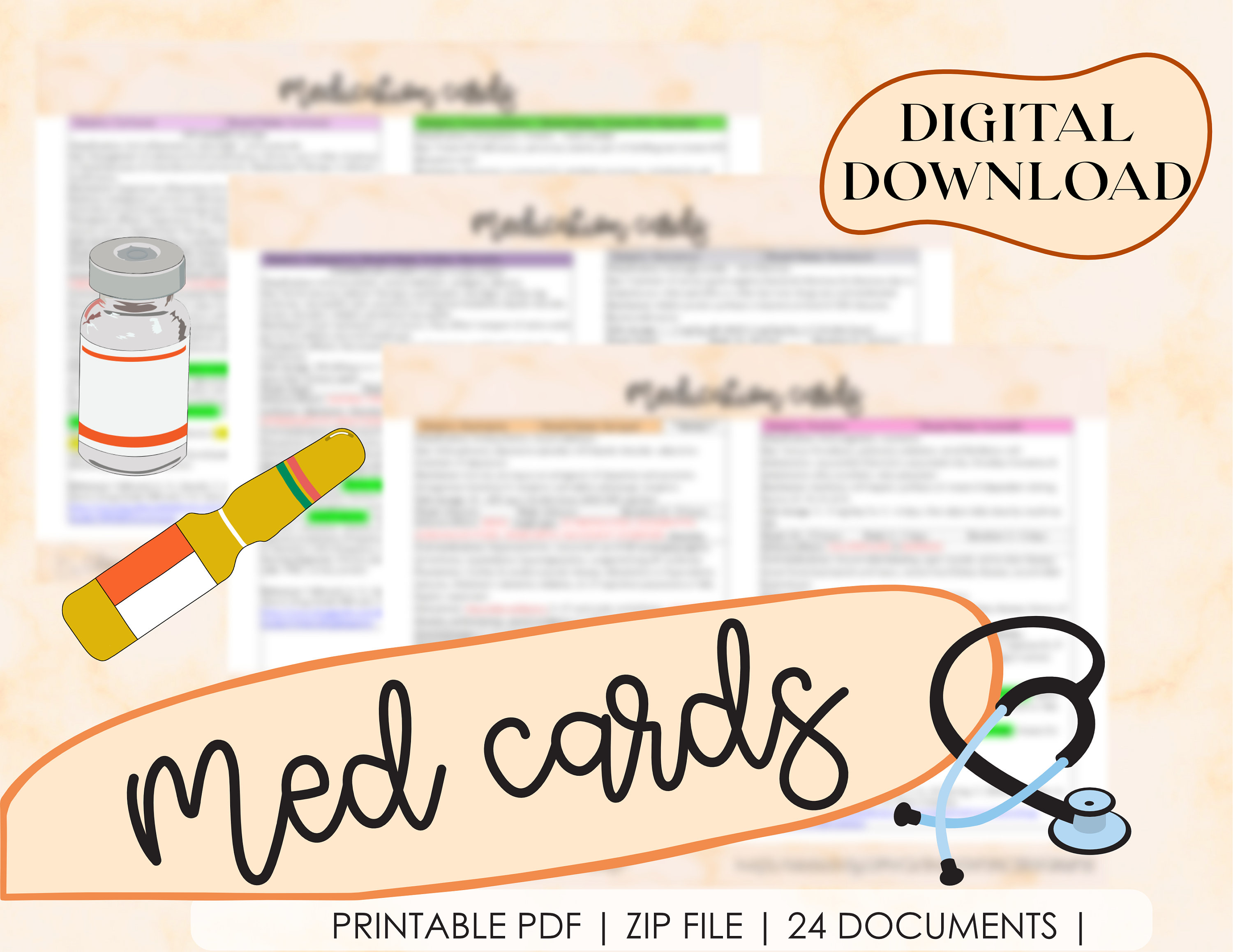 Med Cards, for Nursing Students, Nurses, Medical Terminology, Clinicals