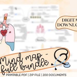 Mind Map Bundle für Studenten der Pflege, Krankenschwestern, medizinische Terminologie, Pathophysiologie, digitaler Download, druckbar, sofort Download
