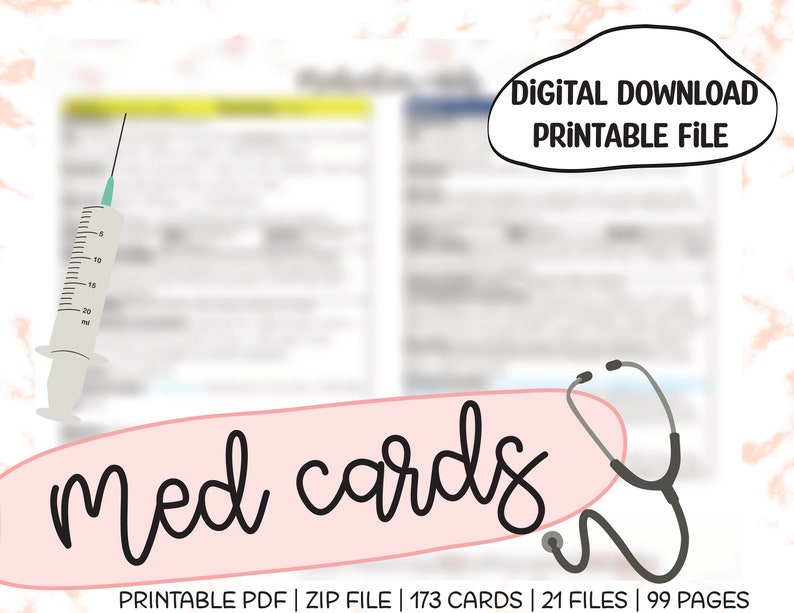 Med Cards for Nursing Students Nurses Medical Terminology Etsy Canada