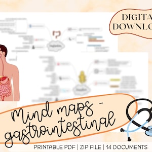 Mind Maps - Magen-Darm-System, für Studenten, Krankenschwestern, Concept Maps, Pathologie, digitaler Download, sofort Download, druckbar