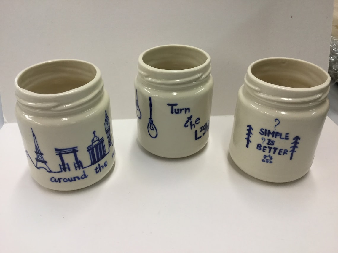 Ceramic Porcelain Jam Jars Etsy