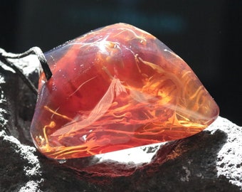 ZuperTrillion Ultra Rare Amber Inclusions Blue Amber Pendant Crystal Amber Fantasy Large Amber Amulet Mystical Amber Third Eye Chakra