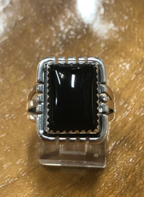 Native American Made Onyx and Sterling SilverRing