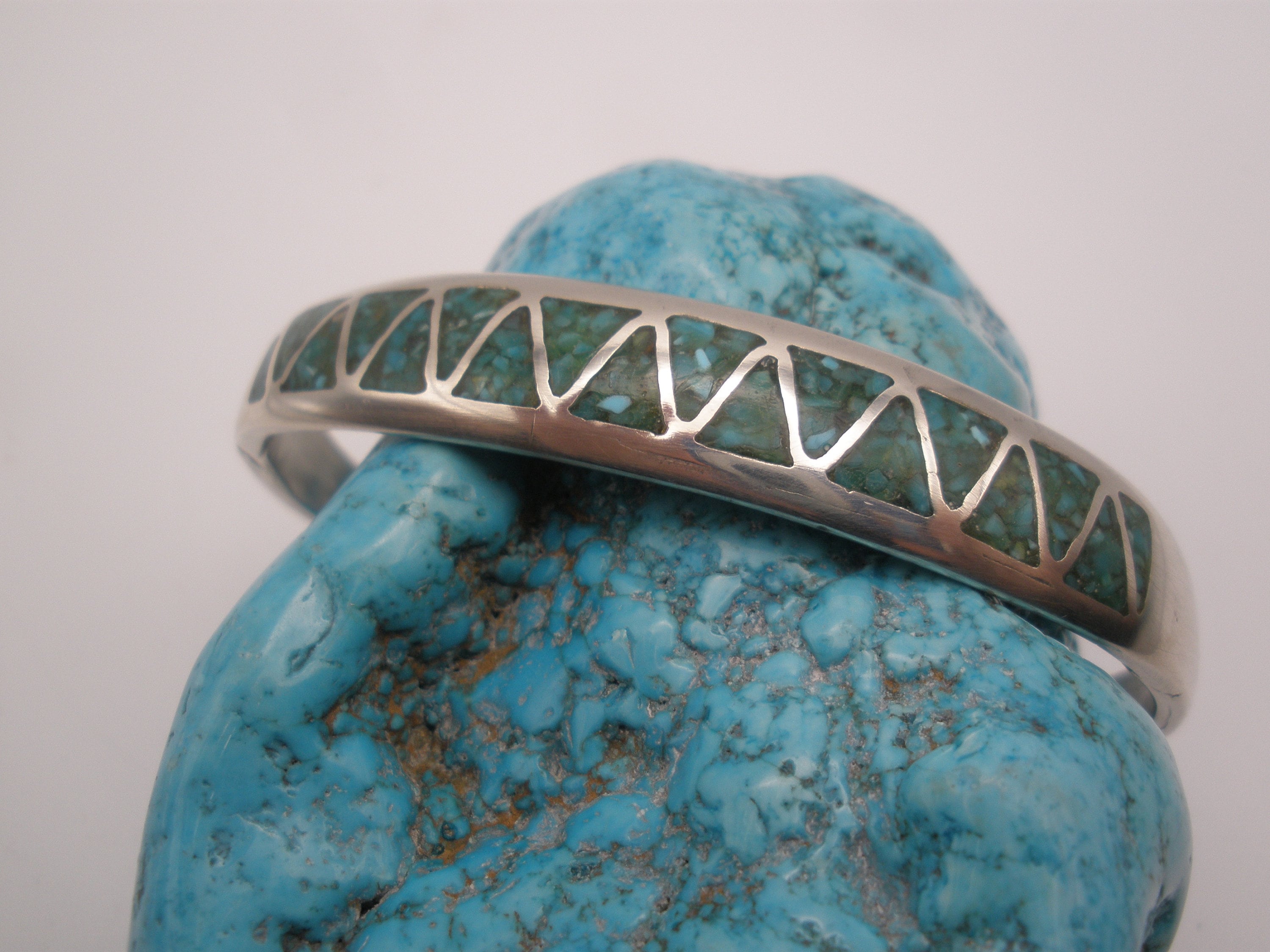 Vintage Turquoise Chip Inlay Bracelet - Etsy