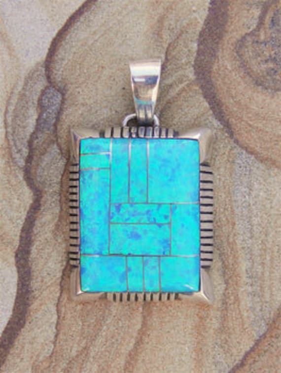 Native American Made Opal Inlay and Sterling Silv… - image 1