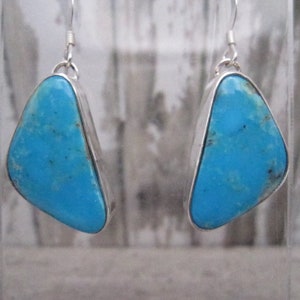 Handmade Turquoise Sterling Silver Dangle Earrings: Native Jewelry