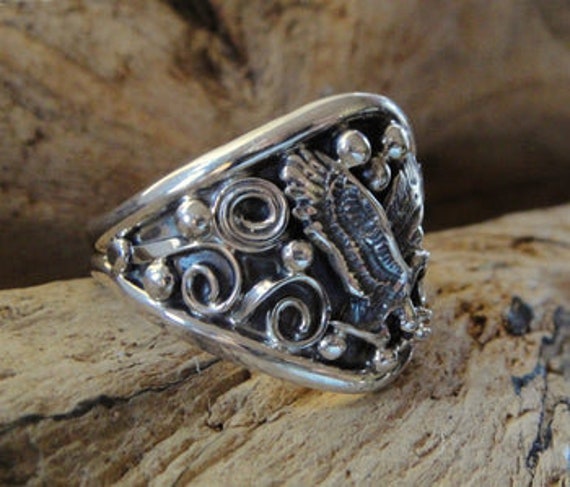 Native American Made Men's Sterling Silver Eagle … - image 2