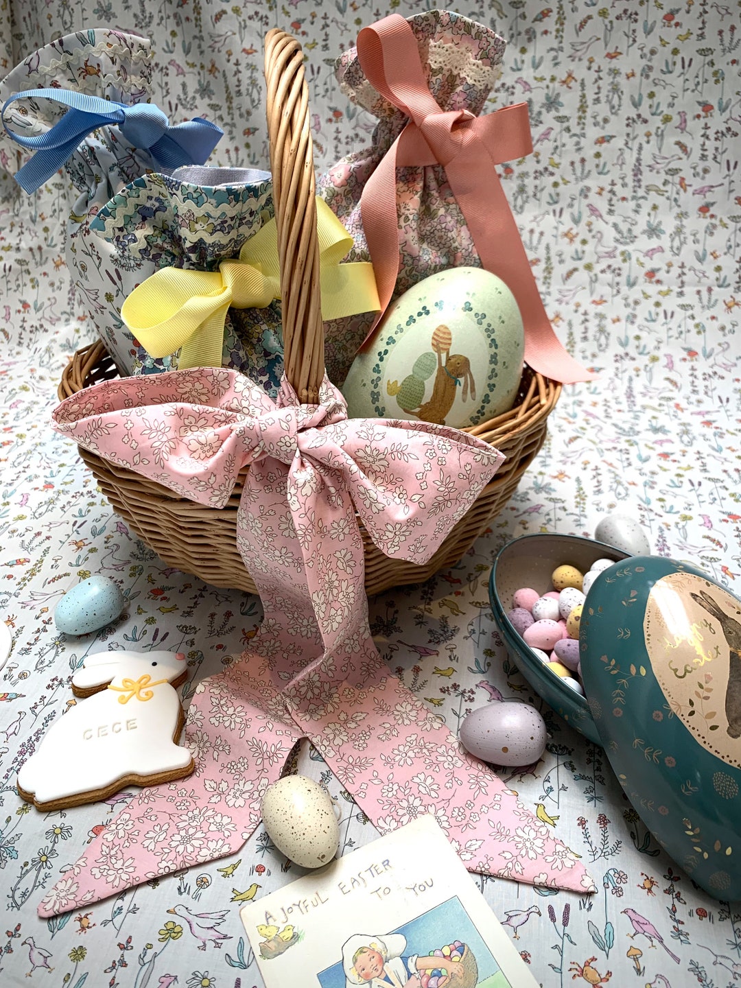 Liberty London Easter Basket Basket Bow Egghunt Basket Ribbon Sash