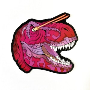 Roter Laser T Rex Aufkleber