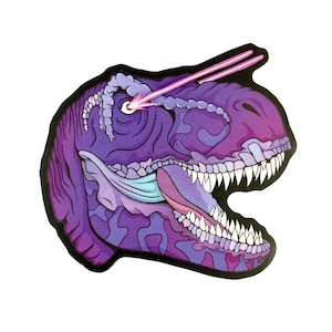 Purple Laser T Rex Sticker