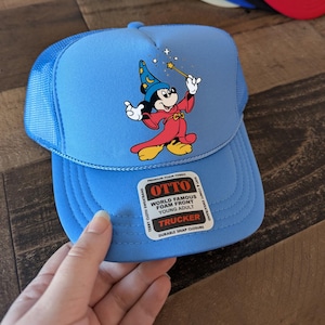 Sorcerer Mickey Simple Foam Trucker Hat, Mickey Mouse Colored Caps, Matching Fantasmic Snapback, Disney Trip Mom Son Dad, Family Red Hats