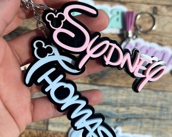 disney name keychain, disney font keychain, disney bag tag, name keychain, mickey mouse custom keychain
