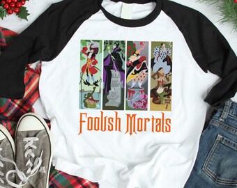 Haunted Mansion Shirt, Foolish Mortals long sleeve shirt, Graceys Manor Raglan, mickey raglan shirt