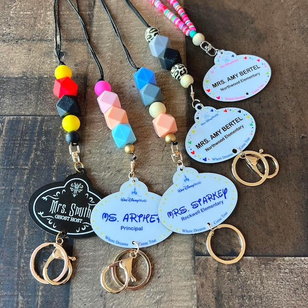 Teacher Mickey Lanyard, Personalized Disney Gift Badge, Name Tag Disney Lanyard, Disney Lover Lanyard, Principle Staff Gifts, WDL Present