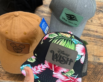 Disney cruise lines hat, Cruise disney hat, vacation ears, adult cruise hat, magic cruise, kids cruise hat, leather engraved
