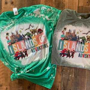 Islands of Adventure-shirts, gebleekte universele familieshirts, universele studioshirts, familievakantie 2022, gebleekt universeel T-shirt