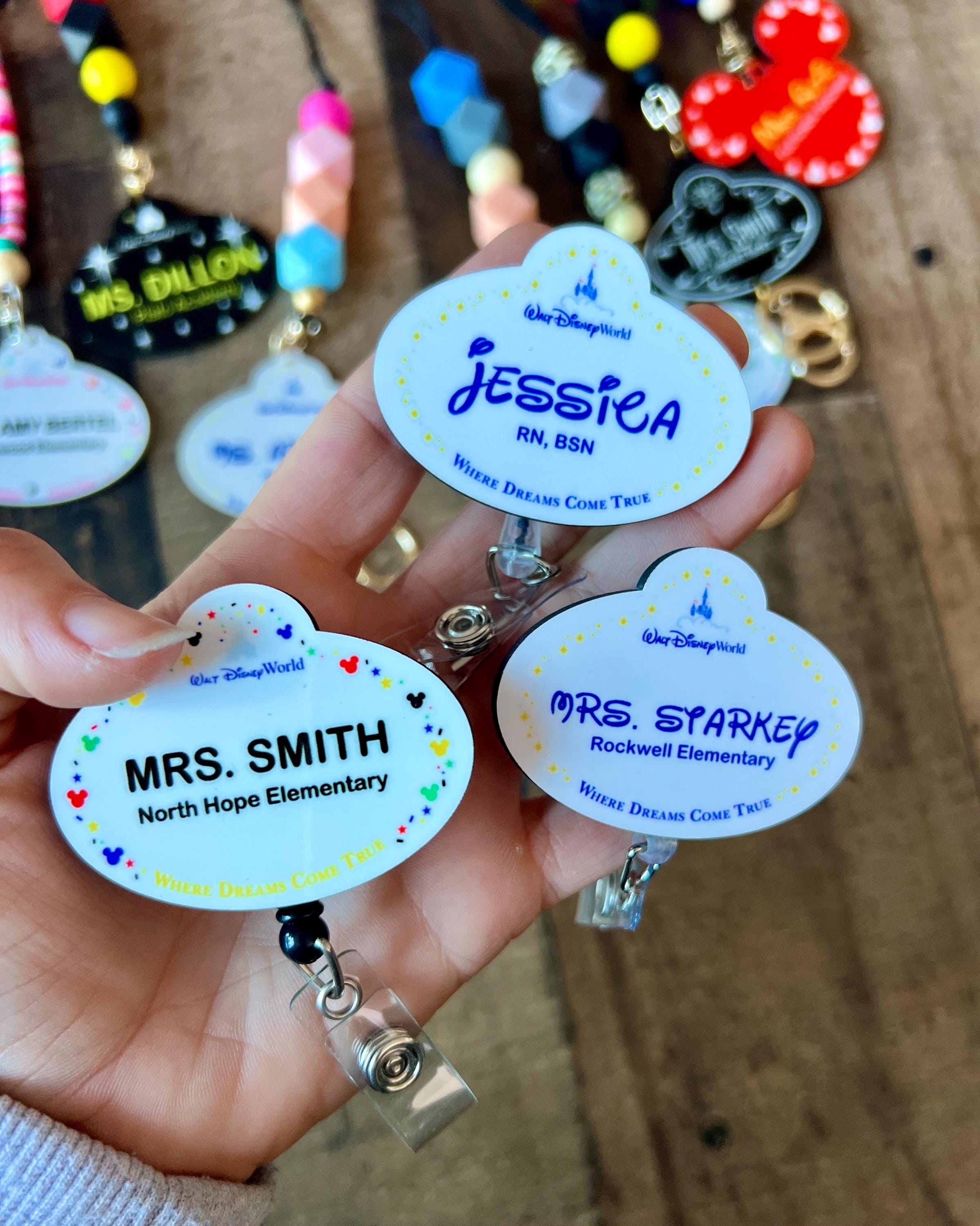 WDL Nurse Name Badge, Nicu reel, DL CM, DisneyWorld Button, Nurse Mickey Reel, Disney Badge Holder, Teacher Badge Reel