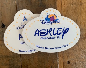 Disney coaster, disney employee, disney gift, disneyland coaster, disney name tag, employee tag disney coaster set,